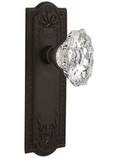 Meadows Design Door Set with Chateau Crystal Glass Knobs in Oil-Rubbed Bronze.